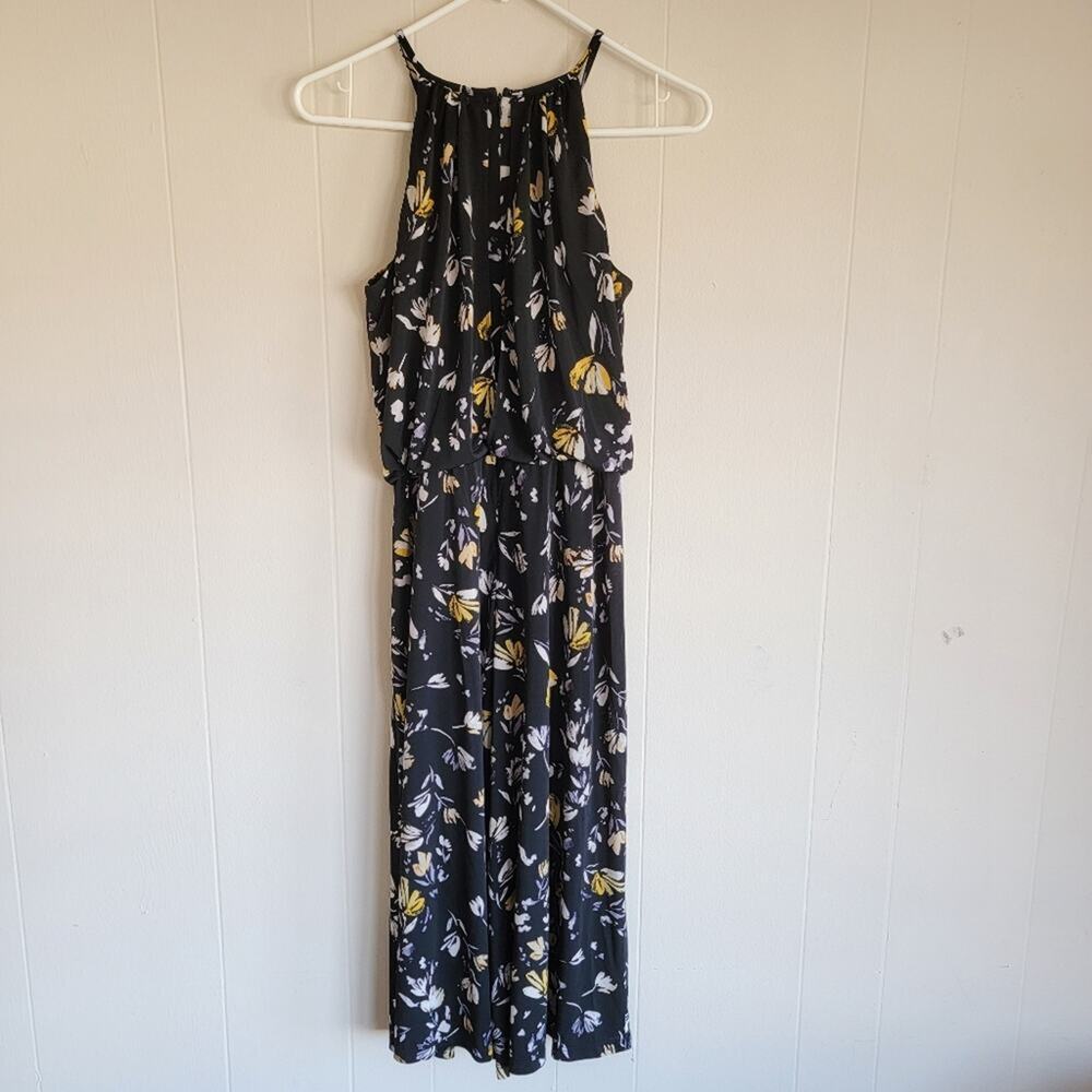 London Times Floral Print Sleeveless Crop Jumpsuit - Picture 3 of 5